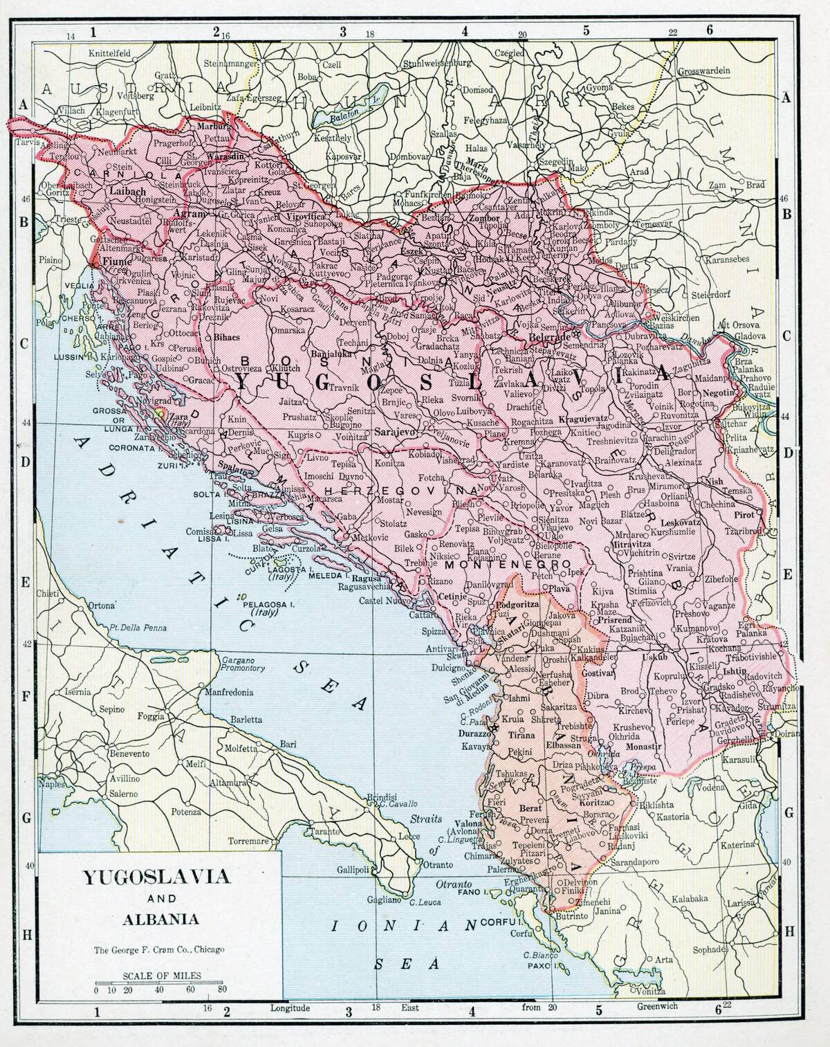 Map Of Yugoslavia And Albania