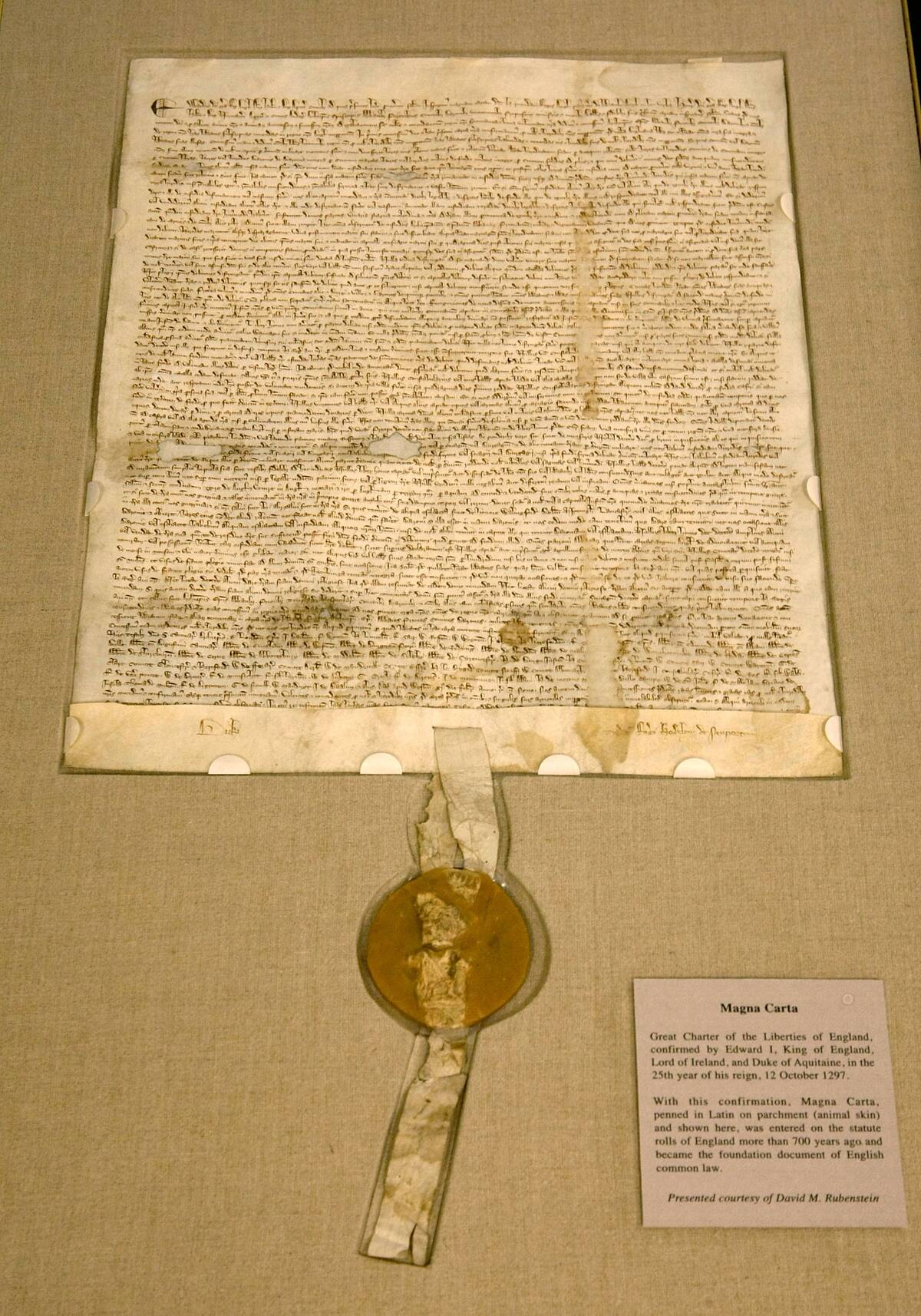 National Archives Displays An Original Copy Of Magna Carta