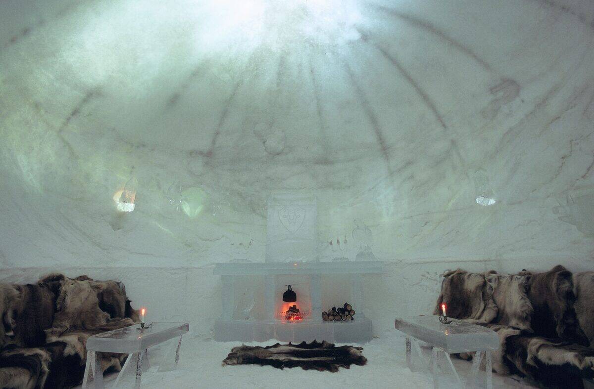 SALON, HOTEL DE GLACE, ALTA, FINMARK, LAPONIE, NORVEGE
