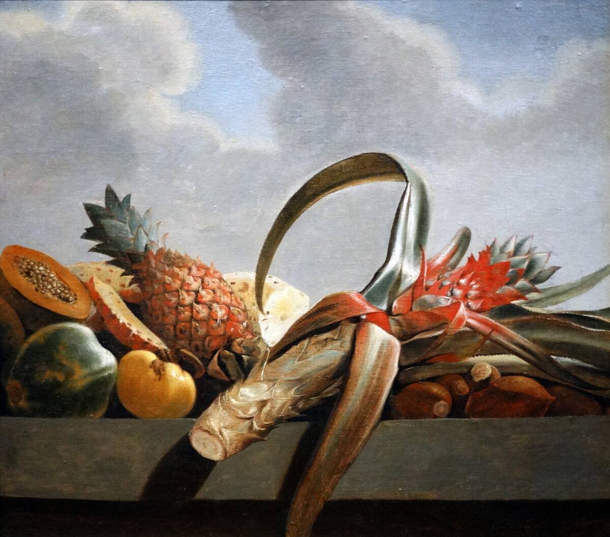 Still life with pineapple and other fruit.