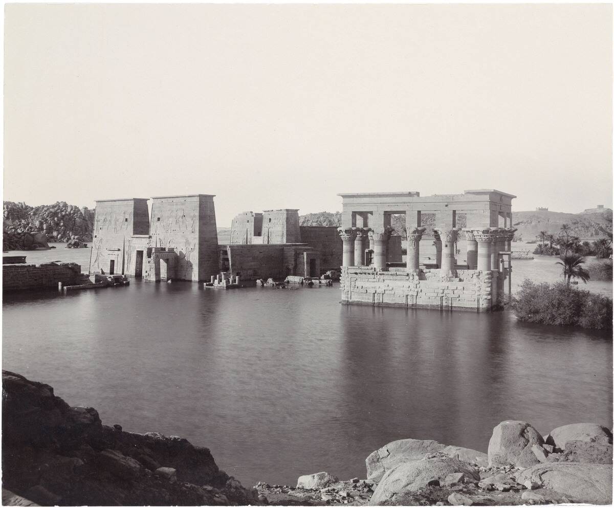 The River Nile and flooded temples at Philae, Egypt, c 1900.