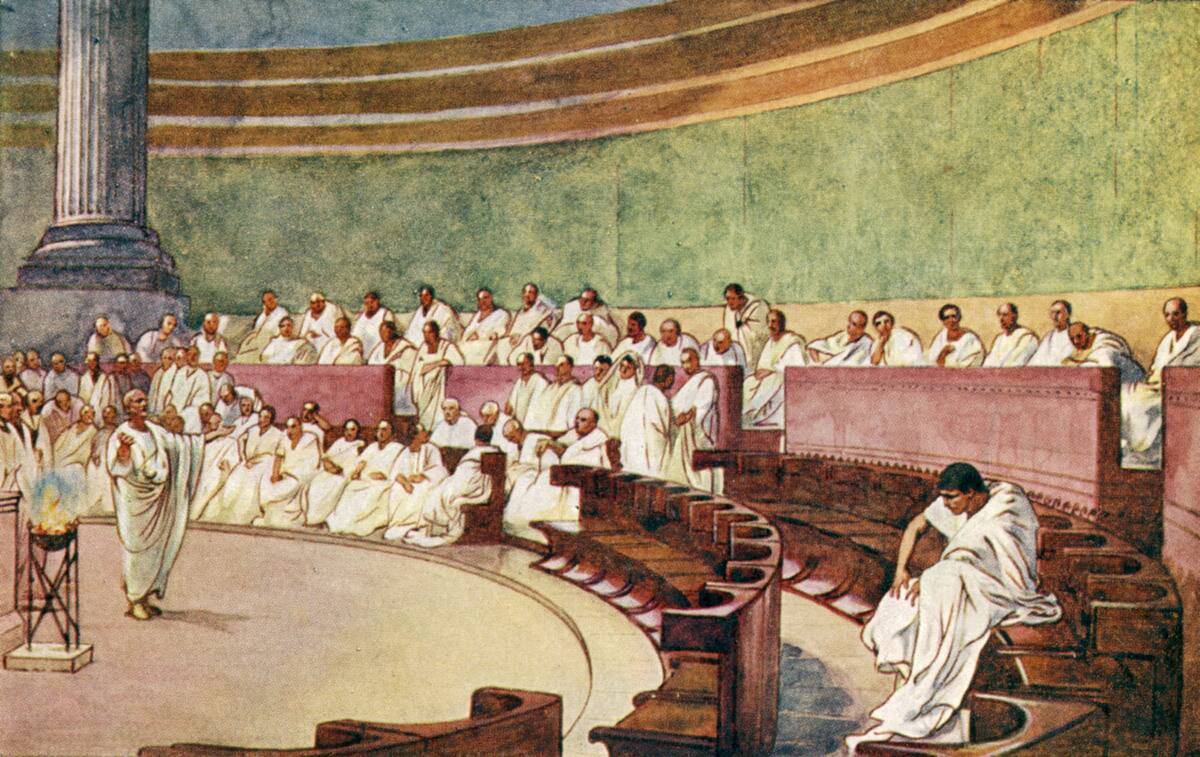 The Roman Empire - the Senate assembled in a temple.