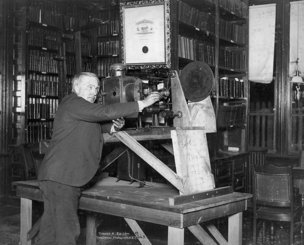 Thomas Edison with the First Film Projector