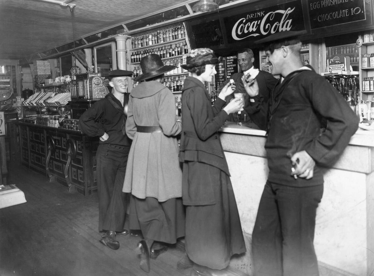 Two Sailors Drinking Coca Cola W/Dates
