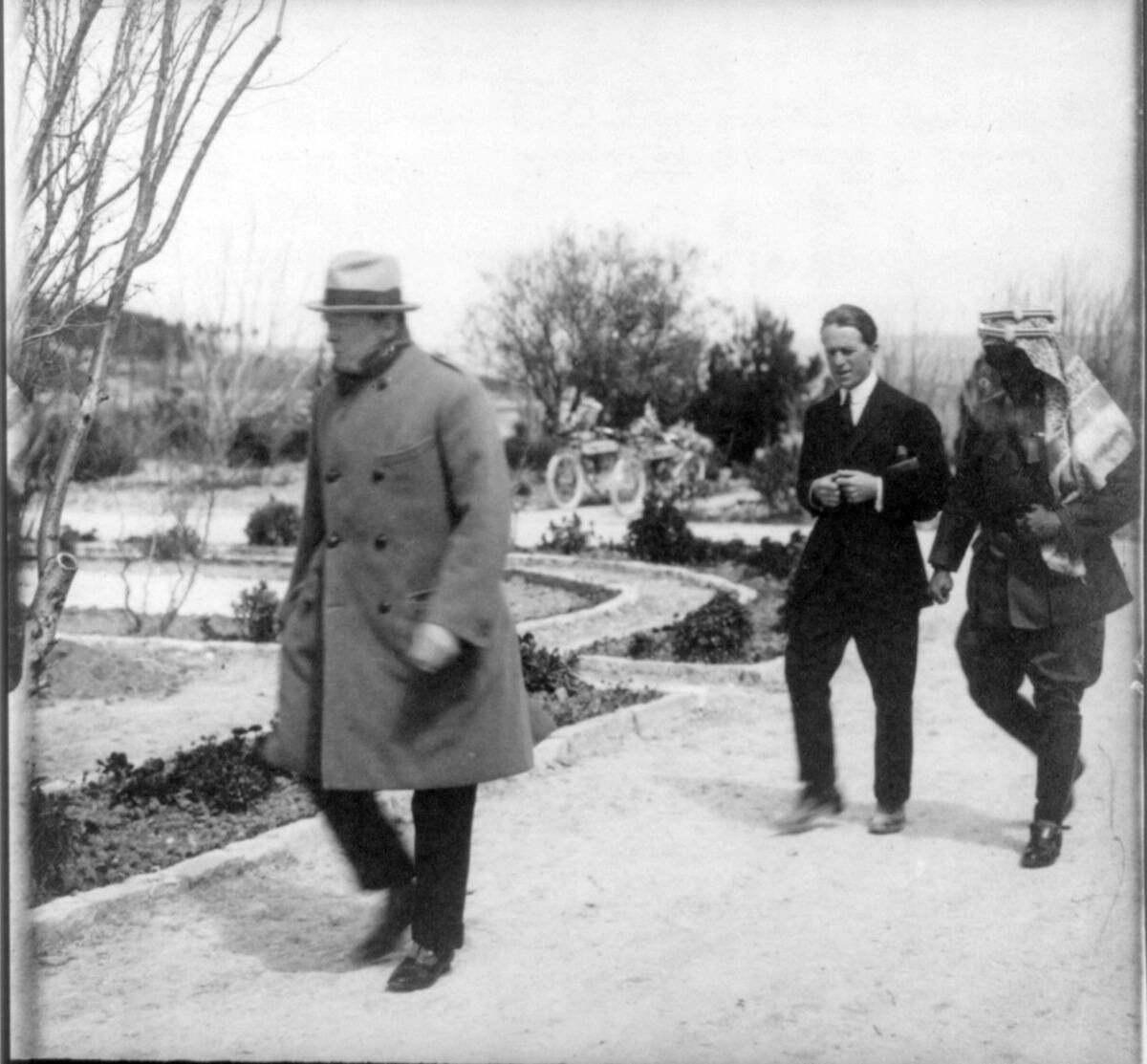Winston Churchill, followed by Lawrence of Arabia, and Emir Abdullah (later King of Jordan in Palestine 1921